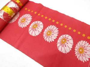 アンティーク　花模様織り出し　八寸帯地反物